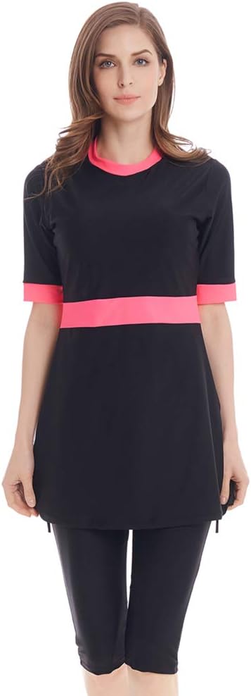 Modest Swimwear for Women's Rash Guard Short Sleeve Swimwear Modesty Swimming Costume Surfing Suit Burkini