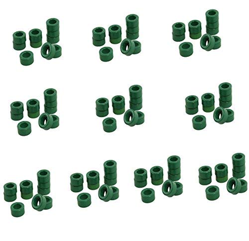 Yohii 100 Pcs Inductor Coils Green Toroid Ferrite Cores 10mm x 6mm x 5mm Ferrite Ring Toroid