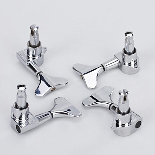 PIXNOR 4pcs 4R Bass Tuners Machine Heads Tuning Pegs (Silver) - Thumbnail 2