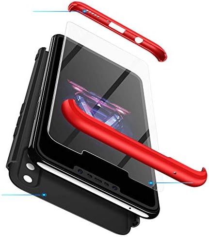 cmdkd Huawei Nova 3i Case, 360 Degree Protection 3 in 1 Slim PC Cover Shockproof Shell Full Body Coverage Hard Protective Case + Tempered Glass Screen Protector for Nova 3i/P Smart Plus Red Black