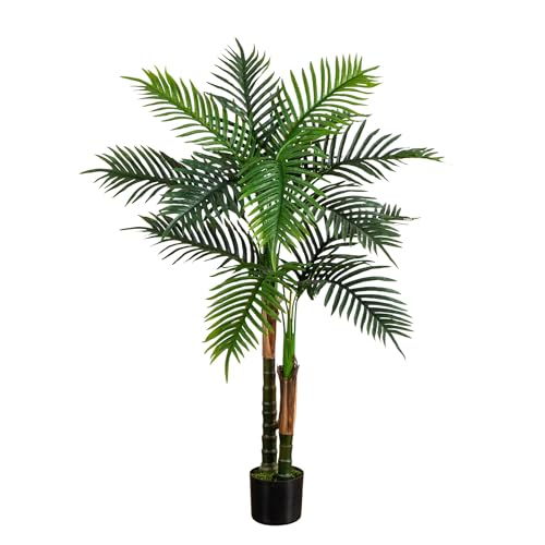 Nearly Natural 4ft UV Resistant Artificial Double Robellini Palm Tree - Indoor/…