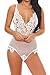 Aranmei Sexy Teddy Lingerie for Women One Piece Lace Bodysuit Underwear Small White