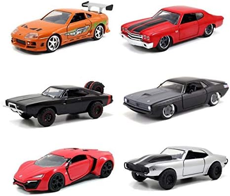 Set of 6 Fast and Furious Series Pull Back Toy Cars 1:32 Scale Muscle Car Collection
