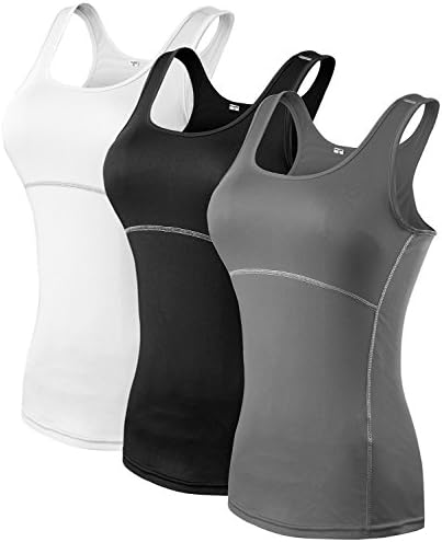 AVERYAR Women's 3 Pack Compression Base Layer Dry Fit Tank Top Absorb Sweat Running Fitness