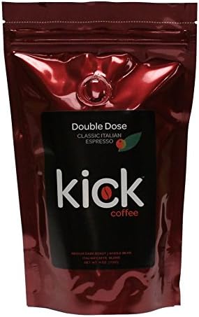 DOUBLE DOSE ESPRESSO: 4 oz Trial Size, Classic Italian Espresso Caffe Blend, Whole Bean Coffee, Rich Thick Lingering Crema, Full Body, Sweet Smooth Finish, High Caffeine, Medium Dark Roast