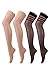 Ruzishun Women's Sexy Striped Elastic Band Sheer Thigh High Stockings(4 Pairs)