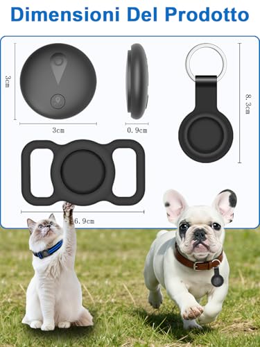 GPS per Cani, Collare GPS Gatto con Tracciamento in Tempo Reale, Mini Localizzatore per Cani, Localizzatore per Gatto Senza Abbonamento, per iOS e Android, può Essere Indossato con un Collare, Nero