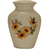 Sunflower Urn- Cremation Urn or Keepsake for Ashes - Hand Made Pottery (x-Small 29 Cubic Inches)