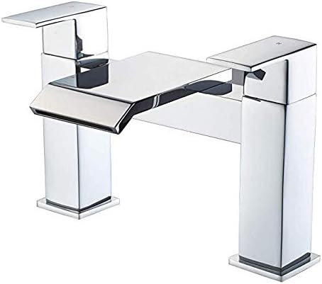 Luckyhome Waterfall Bath Mixer tap Bathroom Square Monobloc Double Lever Bath Filler Mixer Tub Tap(Chrome)