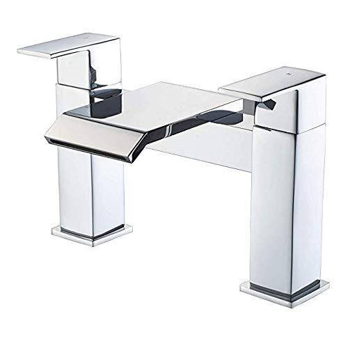 Luckyhome Waterfall Bath Mixer tap Bathroom Square Monobloc Double Lever Bath Filler Mixer Tub Tap(Chrome)