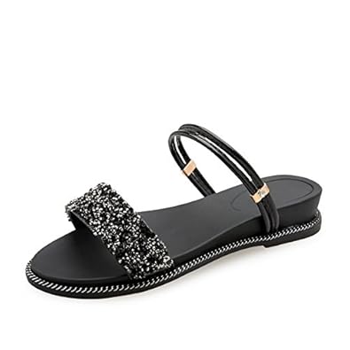 Amazon アゲアゲファション スリッパ 女 夏 韓国風 スパンコール