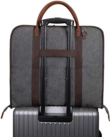Carry On Garment Bag for Business Travel S-ZONE Canvas Leather Men Suit Cover 4 Carry On Garment Bag for Business Travel S-ZONE Canvas Leather Men Suit Cover