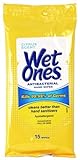 Wet Ones Citrus Antibacterial Hand & Face Wipes, Travel Packs 15 Count (Pack of 6)