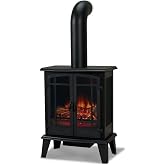 Real Flame Foster 25" Stove Electric Fireplace for Living Room or Bedroom, Realistic Log and Flame Effect, Freestanding Fireplace with Adjustable Thermostat, Auto Shut-Off