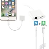 KISEKI iPhone 7 / 8 Lightning Adapter to 3.5mm Audio and Charging 2 in 1 (White)