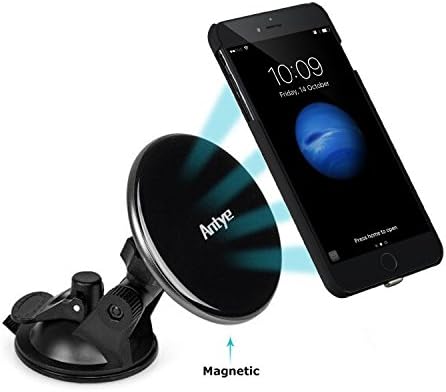 Antye Magnetic Qi Wireless Car Charger Mount for iPhone 7 Plus, [2-in-1] Wireless Charging Dock Cardle with 360 Rotation &amp; Wireless Charging Receiver Case with Magnet for iPhone 7 Plus, Black