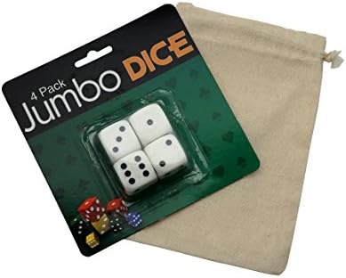 Set of 4 Jumbo Dice in Burlap Drawstring Carry Storage Bag