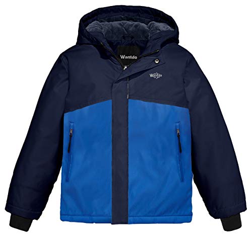 Wantdo Boy's Warm Rain Jacket Padded Wind Breaker Winter Coat With  Hood(Dark Blue+Acid Blue, 6/7) on Galleon Philippines