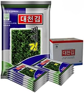 Daecheon Korean Roasted Seaweed Snack Strips, Lightly Salted and Seasoned Nori [100% All Natural] (Pack of 10)