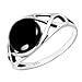 925 Sterling Silver Genuine Black Onyx Celtic Knot Triquetra Trinity Knot Ring - Size 7
