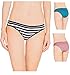Nabtos Women Sexy Cotton Bikini Stripes Underwear Panties (Pack of 3) (Medium/6, Blue Stripes)