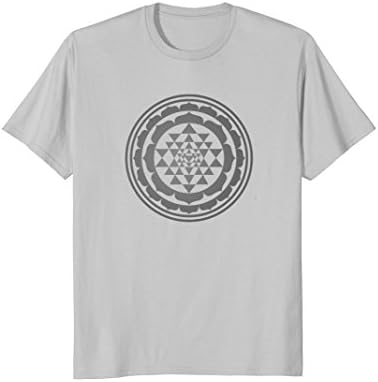 Mens Sri Yantra Sacred Geometry T-Shirt - Shree Chakra Yoga Tee Large Silver