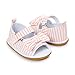 Kuner Baby Girls Cotton Bowknot Rubber Sole Non-Slip Outdoor Toddler Summer Sandals First Walkers (13cm(12-18months), Pink Lattice)