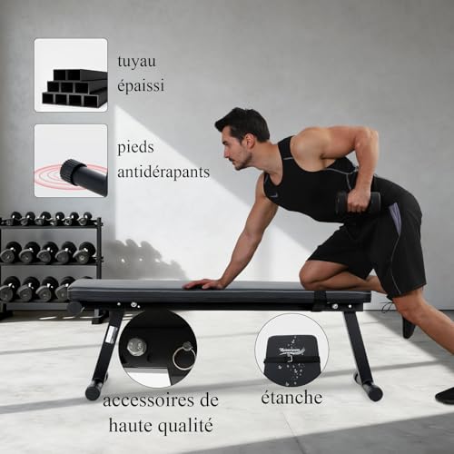 Novonova Flat Bench, Folding Weight Bench, Folding Training Bench, Multifunctional Adjustable Weight Bench Reclining Weight Bench, Abdominal / Back / Lumbar Bench Max Load 150kg