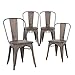 Buschman Metal Dining Chairs, Indoor/Outdoor and Stackable, Set of 4 (Bronze with Wooden Seat)