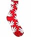 JUDIER New Marijuana Weed Leaf Cotton High Socks Men/Women (red+white)