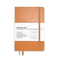 Guissi Classic Dotted Grid Bullet Notebook Journal Dot Hard Cover A5 Premium 100gsm Thick Acid-free Paper with Fine Inner Pocket Faux Leather Office School Supplies 192 Pages Designed in Florence