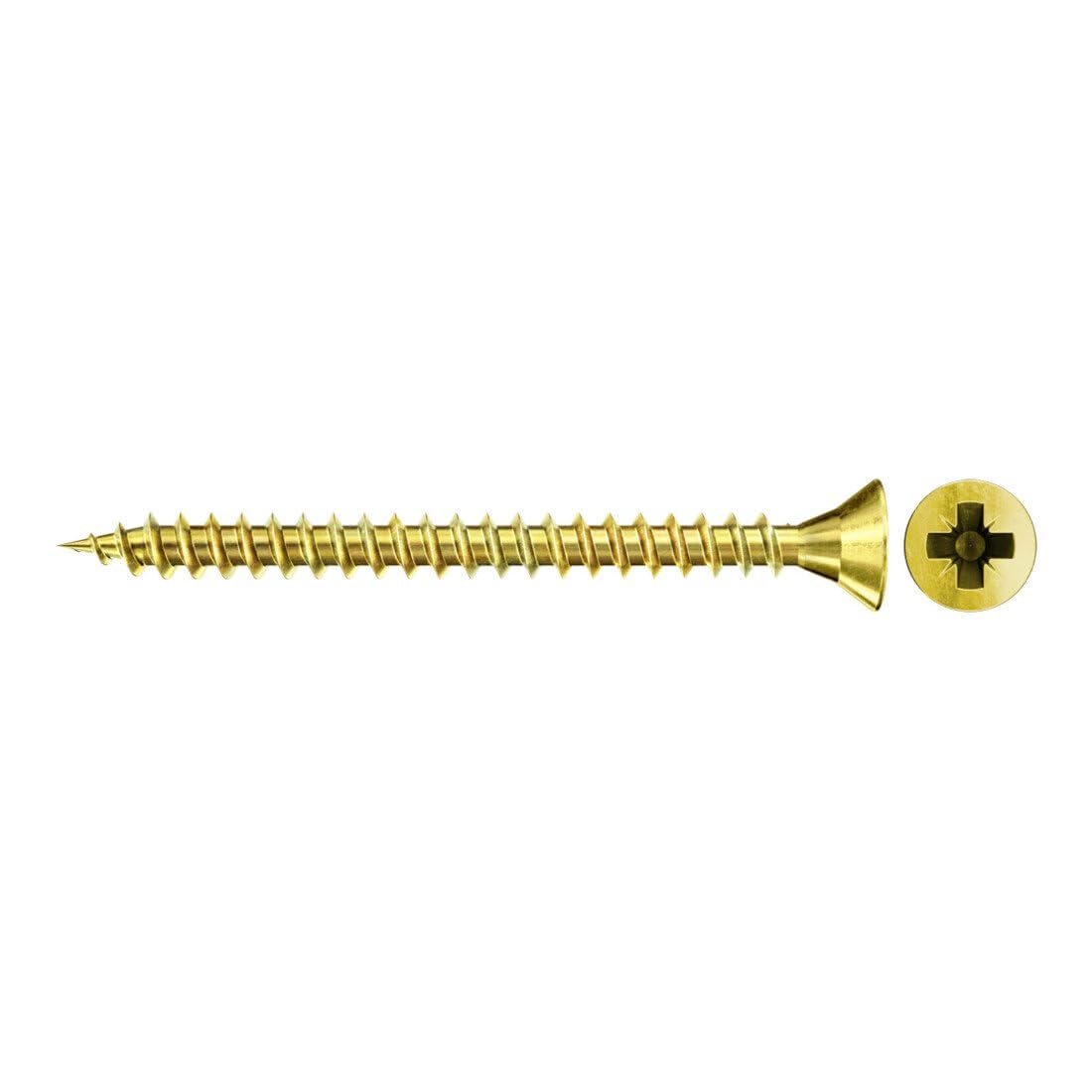 fischer Chipboard Screw 5.0 x 20 Countersunk Head Yellow-Galvanised Full Thread Phillips PZ