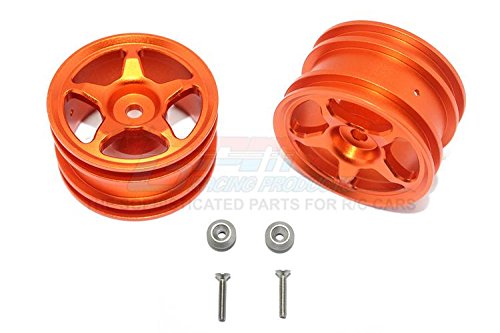 GPM Tamiya T3-01 Dancing Rider Trike Upgrade Parts Aluminum Rear Wheel (5 Poles Design) - 1Pr Set Orange