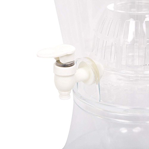 KARMAS PRODUCT Large 2 Gallon Beverage Dispenser With Ice Cylinder And Fruit Infuser, BPA Free,Leak Free and Shatterproof,Clear,2 Pack
