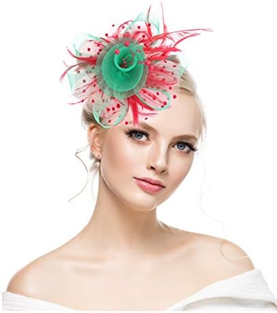 KASTE Fascinators Hat for Derby Wedding Women Tea Party Headband Kentuck Cocktail Flower Mesh Feathers Hair Clip
