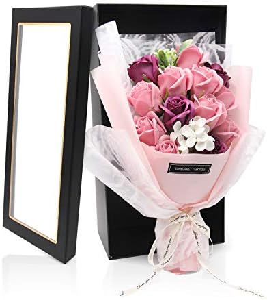 ソープフラワー 花束 ギフト お花 誕生日 プレゼント 女性 人気 薔薇 母の日 敬老の日 記念日 開店祝い 造花 石鹼フラワー 枯れない花 HANASPEAK お見舞い 感謝 ギフトボックス (ピーチ)