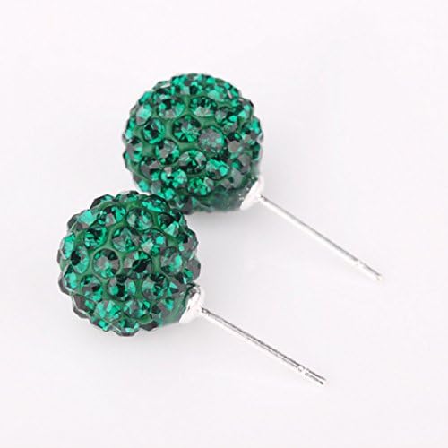 Fashion Women'S Jewerly Earrings Long Stick Dark Green Ball Zircon