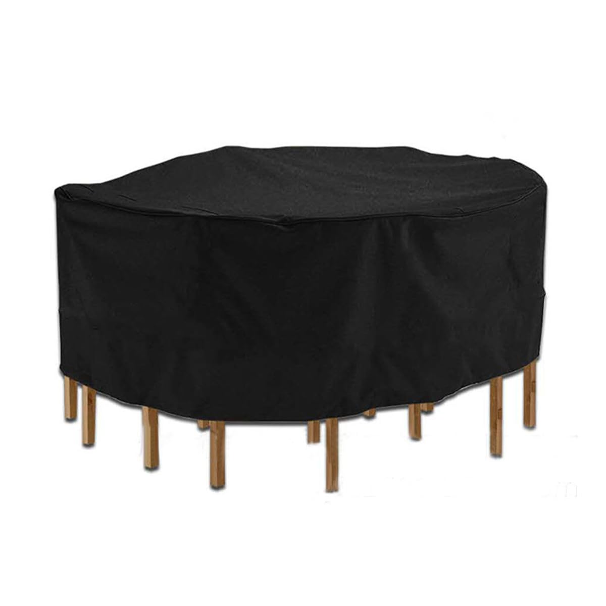 ZONADAH Round Garden Furniture Covers 185x110cm Waterproof Anti-UV Circular Furniture Covers Outdoor Patio Circular Set Cover for Chair Set Black