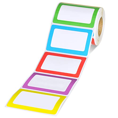 Methdic 5 Colors Name Tags, Sticky Name Tag Stickers Labels Multipurpose 500 Labels per Roll