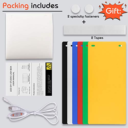 Elegant Choise Photography Photo Studio Top Hole Folding Professional Photo Light Box Portable Photo Studio Shooting Tent with 2 LED Lights 6 Backgrounds 9.8" x 9.3" x 8.7" Inch