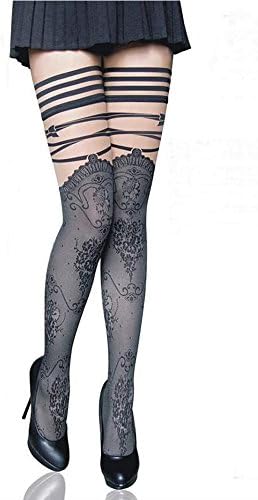 Slocyclub Women's Thigh High Stockings with Silicone Lace Top