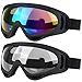 Ski Goggles, 2 Pack Snowboard Goggles Skate Glasses, Motorcycle Cycling Goggles for Kids, Boys & Girls, Youth, Men & Women, with UV 400 Protection, Wind Resistance, Anti-Glare Lenses