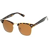 zeroUV - Polarized Classic Half Frame Semi-Rimless Horn Rimmed Sunglasses (Polarized | Tortoise/Brown)