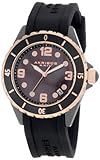 Akribos XXIV Women's AK502BKR Ceramic  Case with Rose-tone Accents and Black Rubber Strap Watch