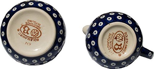 Polish Pottery Sugar Bowl and Creamer From Zaklady Ceramiczne Boleslawiec #694/711-41 Nature Pattern, Sugar Bowl: Height: 3.7" Creamer: Height: 3.4"