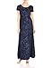 Alex Evenings Women's A-Line Rosette Sleeve Gown with Sequin Detail, Navy, 8