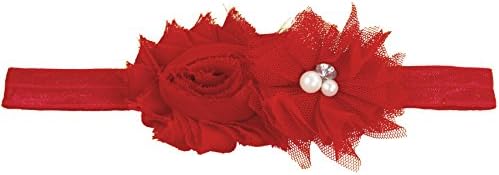 Baby Girl Headbands with Mesh Crystal and Flower Photo Prop (Hand-made with love) (Pack of 1-Red)