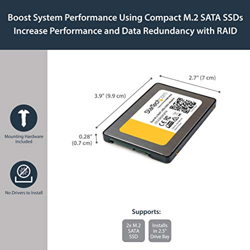 Dual M.2 SATA Adapter with RAID 2x M.2 SSDs to 2.5in SATA (6Gbps) RAID Adapter