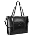 Women Leather Briefcase Bag Laptop Tote Handbags 15 Inch Large Capacity Office Shoulder Bags Work Purse Black