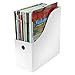 Evelots Magazine File Holder - Set of 12 White - Office Desk Organizer - Sturdy Cardboard - New Upgraded Double Front Panel for More Stability - Full 4 Inch Wide - Easy Assemble